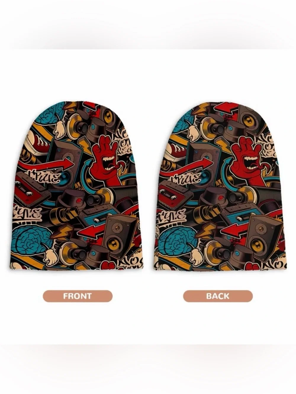 💥 Graffiti Art Bright Multicolored Urban Flip Knit Beanie